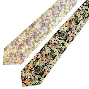 VINTAGE BASIC ELEMENTS Allover Floral Print Cotton Ties Made in USA *Set of 2*